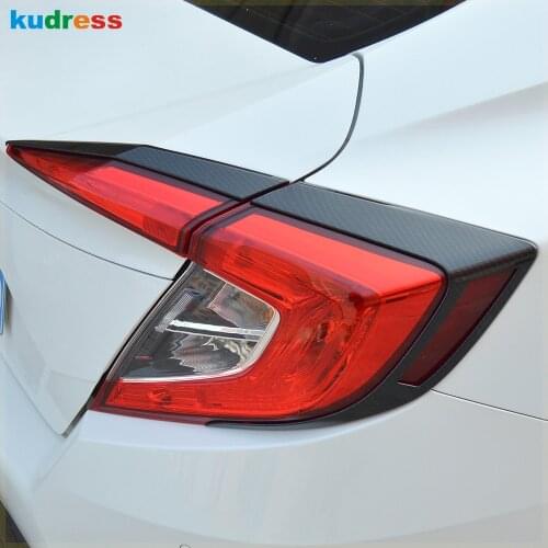 For Honda Civic 2016 2017 2018 10th Sedan Carbon Fiber Rear Light Lamp Cover Trim Tail Taillight Frame Trims Car Accessories