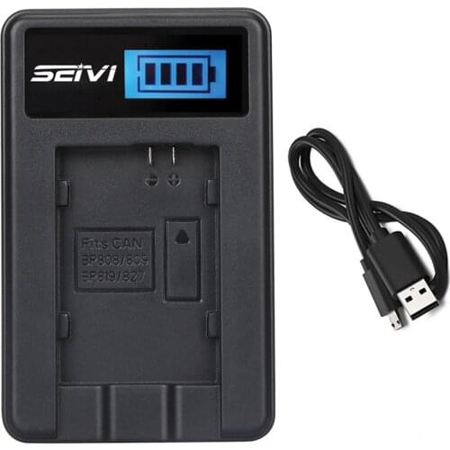 LCD USB Battery Charger for Canon BP807, BP808, BP809, BP819, BP820, BP827, BP828, CG800, CG800E