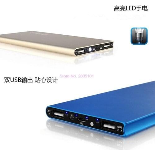 100pcs New Ultra-thin 12000mAh Power Bank Metal Case Dual USB External Battery Powerbank Portable Charger
