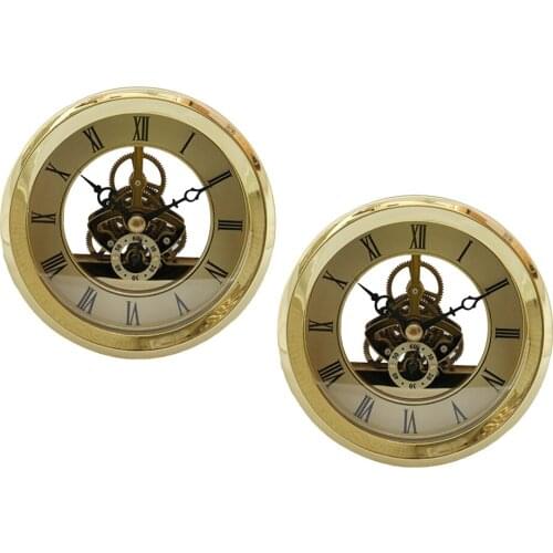 2Pcs 103mm Floating Anniversary Quartz Skeleton Insert Clock Movement DIY Craft - Golden