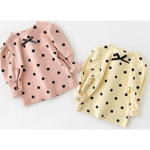 2021 Baby Clothing Polka Dot Girls Shirts Puff Sleeve Base Tops baby girl shirt blouse