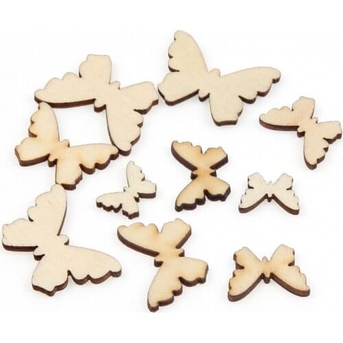30pcs Wooden Butterfly Pattern Scrapbooking Craft For Handmade Ornament Accessory Home Art Decoration