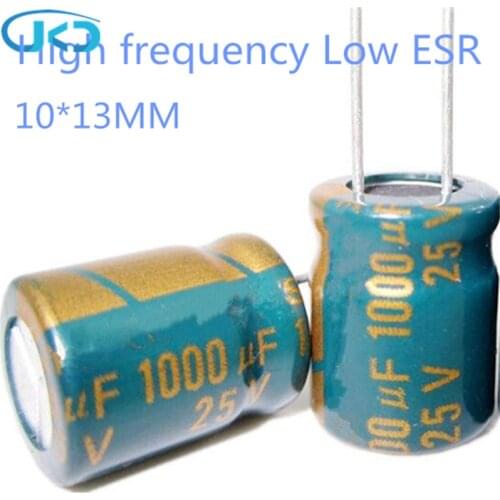 50pcs high Quality 25V 1000UF 10*13mm Power Supply High-frequency Crystal Electrolytic Capacitor 25v1000uf 10*13mm
