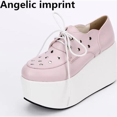 Angelic imprint woman mori girl lolita cosplay punk shoes lady high heels pumps women princess dress party single platform shoes