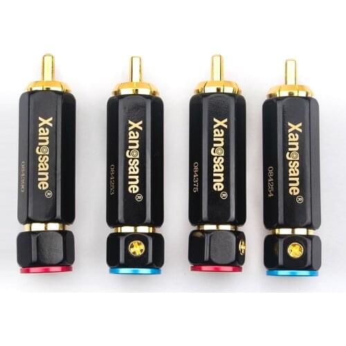 Self-locking Audio Adapter Solder-free RCA Plug Gold Plated Lotus Plugs Audio Cable Connector