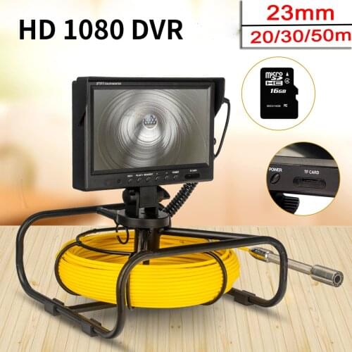 Free Dhl 23mm Lens 20-50m Cable HD 1080P 9inch Sewer Pipe Inspection Video Camera Drain Sewer Pipeline Industrial Endoscope