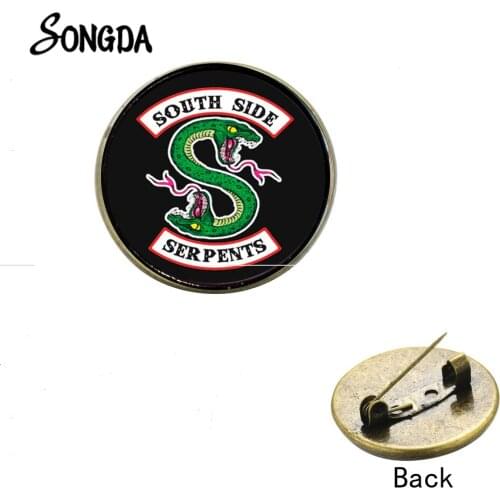 New TV Series Riverdale Theme Brooches Mysteries South Side Serpents Photo Punk Lapel Pins Bag Cloth Badge for Women Men