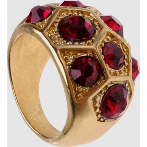 Amorita boutique vintage red gem gold color ring 8size for women
