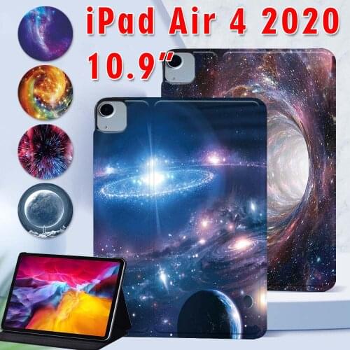 Tablets Case for Apple IPad Air 4 2020 10.9 Inch Printing Pattern Star Space Series Pu Leather Cover Case + Stylus