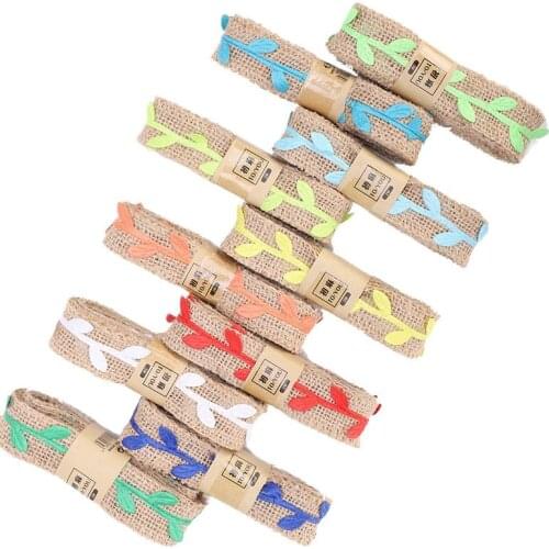 2m Colored Leaf Decorative Linen Ribbon Clothing Shoes Hats And Accessories Hessian Roll Jute Thread Artificial Rattan Leaves