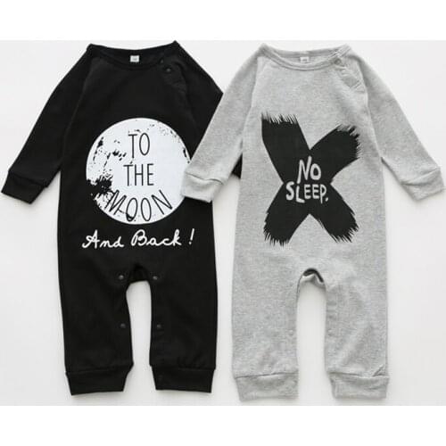 Boys And Girls Lovely Cartoon Style Baby Romper Newborn Baby Clothes 100% Cotton Black And Grey 2 Colors One Piece Rompers HB069