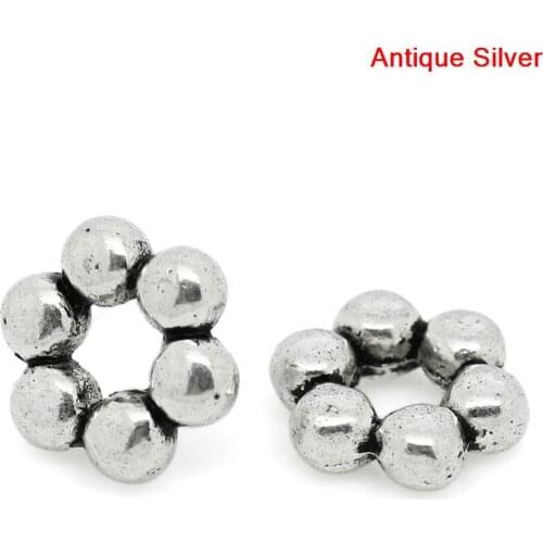 DoreenBeads Zinc metal alloy Spacer Beads Flower Silver Color About 8.0mm( 3/8") x 9.0mm( 3/8"), Hole:Approx 3.0mm, 20 PCs