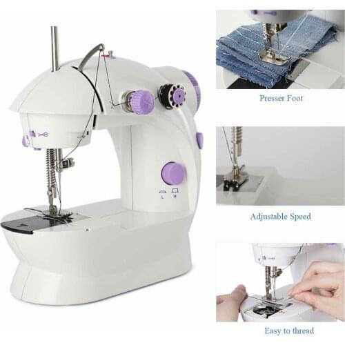 Mini Desktop Electric Sewing Machine 12 Stitches Household Multifunction Double Thread Tailor Handheld Pedal Sewing Machine LED