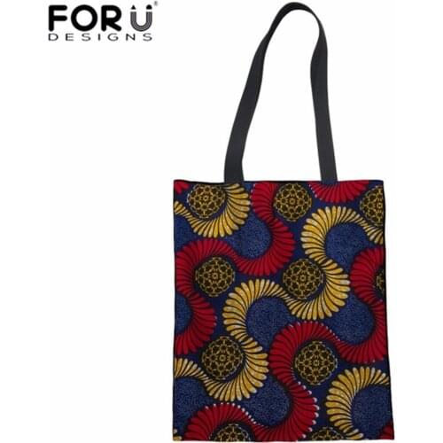 FORUDESIGNS Women Shopping Bag African Printing Linen Tote Bag Teenager Girls Daily Shoulder Bag Ladies Fashion Cloth bag 2018