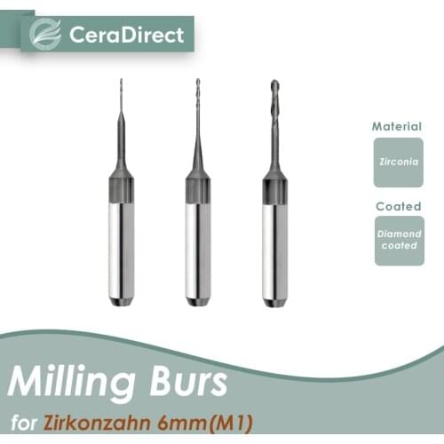 Milling burs Zirkonzahn（6mm）Milling Machine (3Pieces) CAD/CAM