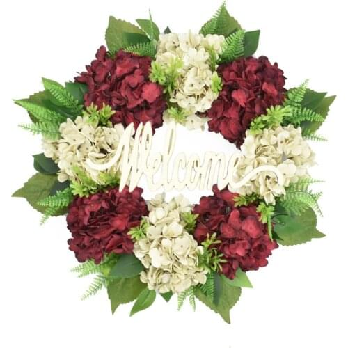 Hydrangea Wreath Wall Door Hanging Artificial Decoration Home Decor Round Retro Simulation Garland