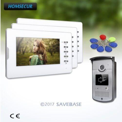HOMSECUR 7inch Hands-free Video Door Phone Intercom System with Keyfobs Unlocking Camera