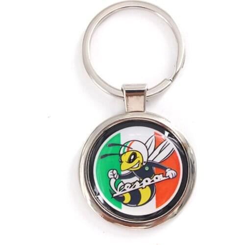 Chrome Motorcycle Keychain Key Ring Case for Piaggio Scooter VESPA GTS GTV LX Primavera Sprint 125 150 250 300 300ie