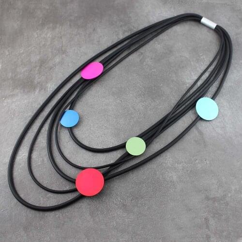 Kolye Moana Collare Light New Brand Design DIY Multi Layer Jewelry Women Round Metal Handmade Soft Rubber Necklace Party Gifts