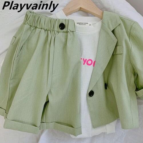 Summer Baby Clothing Sets Boy Girl Double Buckle Suit Two Piece Fashion Outfits Children Clothing E22114
