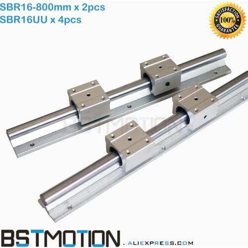 Linear Rail SBR16 800mm 2pcs with 4pcs SBR16UU linear bearing blocks for cnc parts 16mm # Length can be Customize