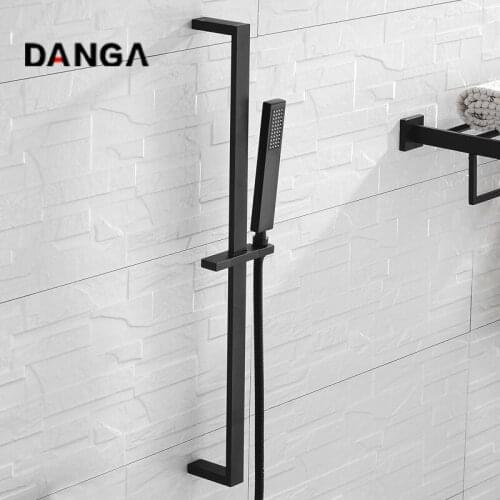 Shower Set Bathroom Faucet Shower System Black Shower Head Holder Hot and Cold Bath Mixer Liftable Square Shower Bracket