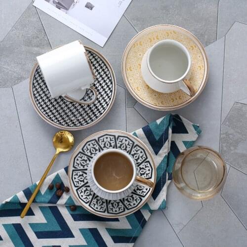 Turkish ceramic coffee cup and saucer set European small luxury Phnom Penh English afternoon tea flower cup with spoon shelf