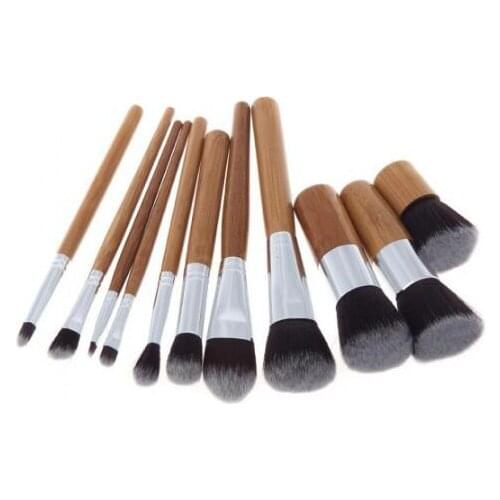Makeup tools 11pcs bamboo handle makeup brushes set with bag