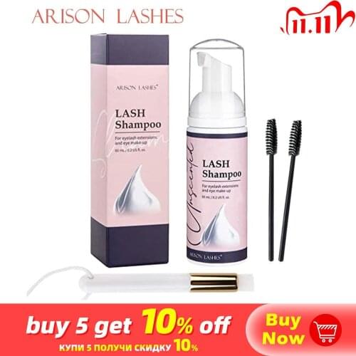 60ml Lash Shampoo Kit eyelash extension cleaning for lash lift eyelash glue Foam Pump Design No Stimulation Makeup Clean