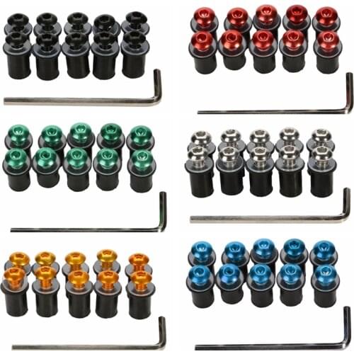 20pcs 5mm/0.20" Motorcycle Windscreen Windshield Bolt Screw Nut Kit Fixed Decorative Screws Motorbike Windscreens Accessories
