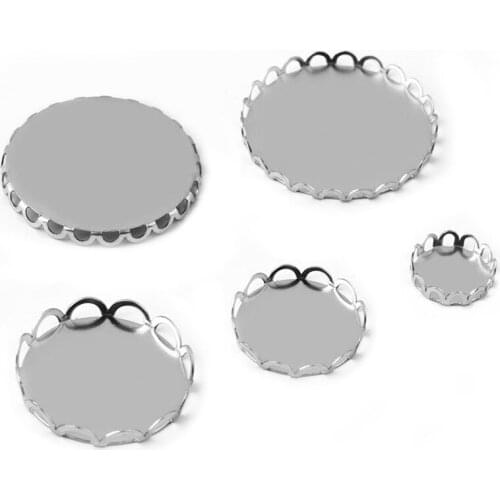 Stainless Steel Round Bezel Glass Cameo Resin Cabochon Base Settings Blanks Findings DIY for Floating Charm Lockets Making