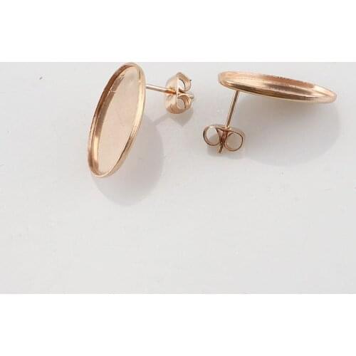 Stainless Steel Jewelry Making 50pc Inner Diameter 13x18mm Oval Ear Nail Bottom Bracket with Hanging Ring Earring back Settings