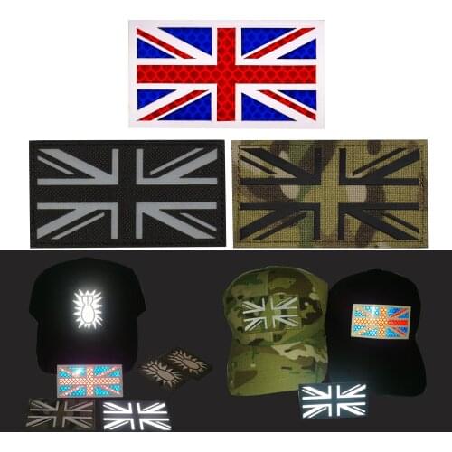 New 3D Embroidery 9*5CM British Rice Flag IR Reflective Morality Armband Badge Patch Denim Jacket Backpack Hat Patch Icon