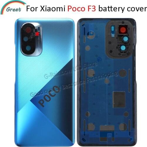 New For Xiaomi POCO F3 Back Glass Battery Cover Panel Rear Door Housing Case With Camera Lens Replacement Parts