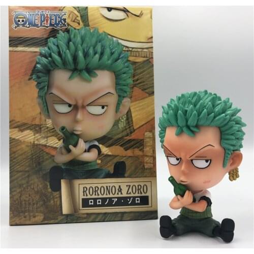 FigureCrazy Roronoa Zoro Bottle Hugging Childhood Q Sitting Ver. PVC Action Figures Luffy Ace Lovely Collectibles Model 10cm