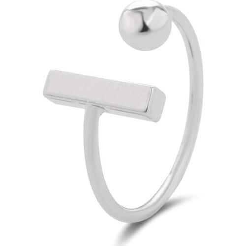 Wholesale 10pcs/lot Open Metal Bar And Ball Fashion Rings Jewelry Adjustable Men And Women Couple Rings 3 Colors Available