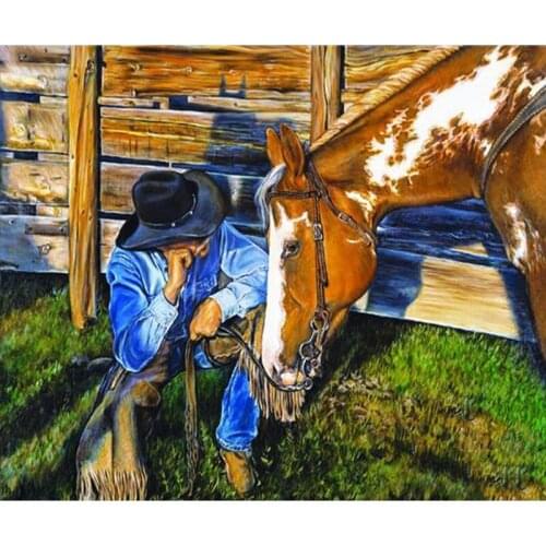 Full Round Diamond 5D DIY Diamond Painting Horse&Man Embroidery Cross Stitch Rhinestone Mosaic Painting Home Decor Handcraft