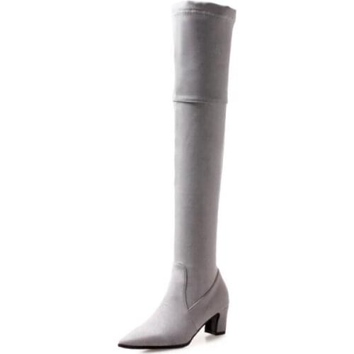 Plus Size 9 10 11-17 thigh high boots knee high boots over the knee boots women ladies boots shoes woman winter boots women Pure