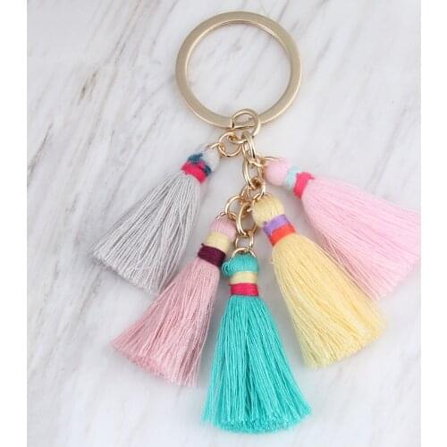 Multicolor Tassel Keychain For Women Handmade Bohemian Key Ring Boho Handbag Pendant Accessories Key Holder Jewelry Gifts
