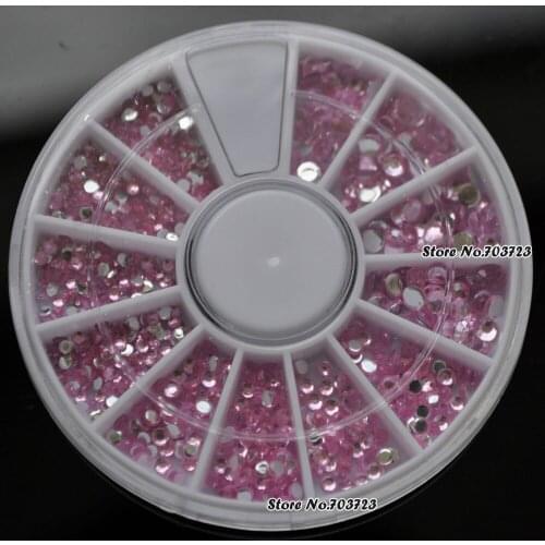 Mix Size Light Pink Nail Art Bling Rhinestones Flat Back in Wheel N32