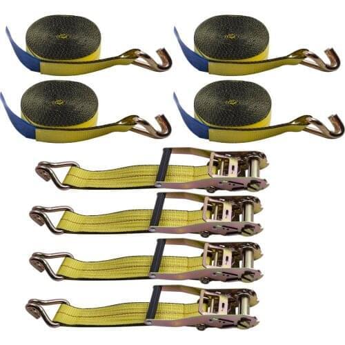 4 Packs 2" x 27' 10000 lbs Ratchet Tie Down Strap Double J Hooks Cargo Truck New 3333 lb working load 100% polyester strap