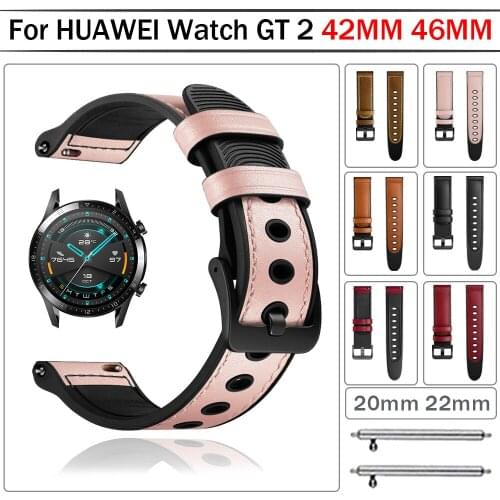 Luxury Leather Watchband for HUAWEI Watch GT2 42/46mm Smart Watch Replacement Bracelet Belt Straps Accessories 20mm 22mm Straps