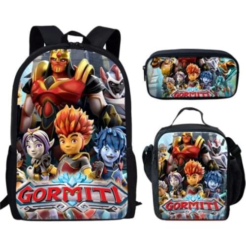 Gormiti School Bags Set 3Pcs Schoolbag for Kids Boys Girls Children Backpack Student Bookbags Child Pencil Book Bag