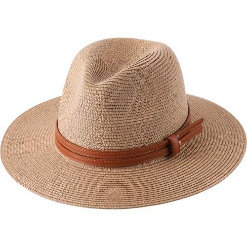 Summer Unisex Straw Sun Hat Casual Leopard Jazz Hat Sun-Resistant Wide Brim Beach Sun Cap for Women Men