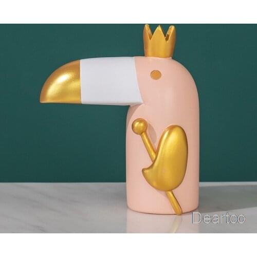 Modern Cute Resin Bird Figurine Macaron Color Toucan Ornaments Animal Statue Home Office Decor Gift Phone Holder