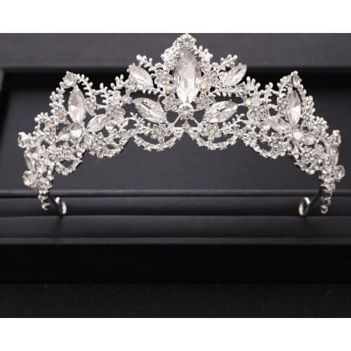 Tiara Bridal Hair Accessories Luxurious Crystal Baroque Wedding Crown Silver color Diadem for Bridal Wedding Hair Jewelry