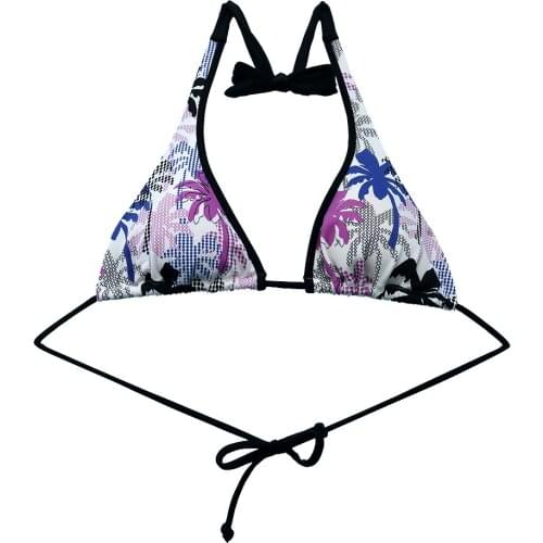 Triangle White Swimwear Top Tropical coconut Leaf printing Bikini Set Bandage Swimsuit Sexy Bathing Suit Swimming Wear