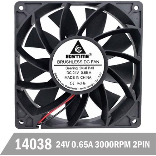 Gdstime DC 24V 0.65A 140mm 140mm x 140mm x 38mm Cooling Fan High Wind Pressure Computer Case Fan Industry Axial Fan