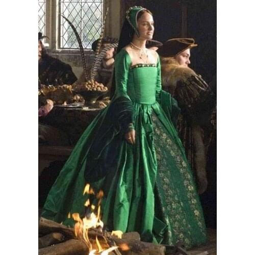 Victorian Queen Elizabeth Tudor Period Tudor dress cosplay costume Anne Boleyn style green dress cosplay costume