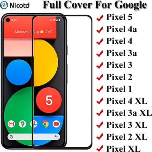 Full Cover Tempered Glass For Google Pixel 5 4 3 2 1 Pixel 4a 3a Screen Protector For Google Pixel 4 XL 3a XL 2 XL XL Glass Film